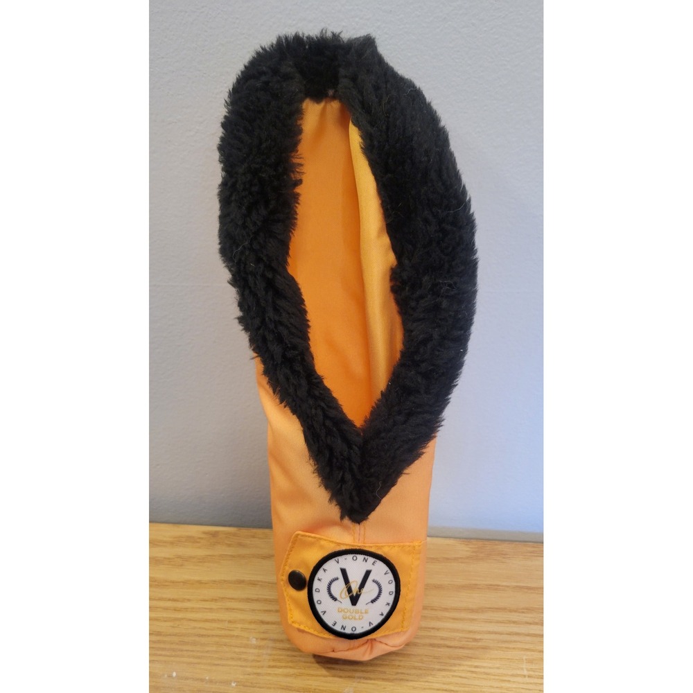 V-One Vodka Promo 1.5L Magnum Bottle Jacket Cover Orange Faux Fur 13in